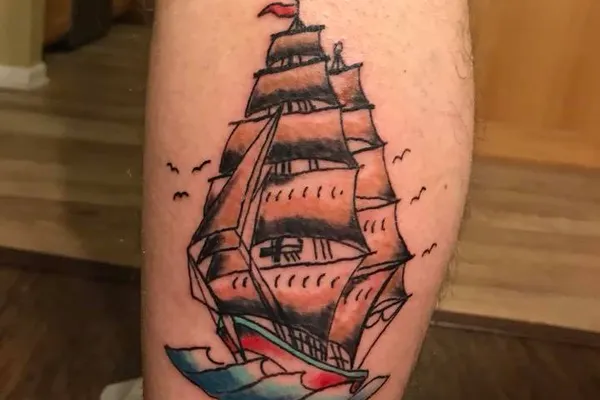 colored ship tattoo
