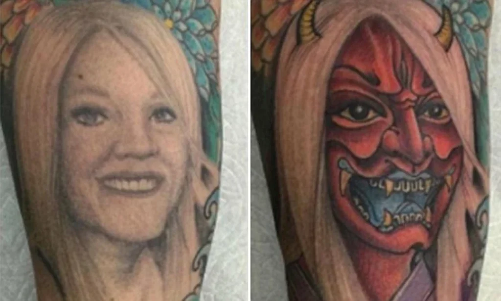 man who covered ex wifes face tattoo into the devil